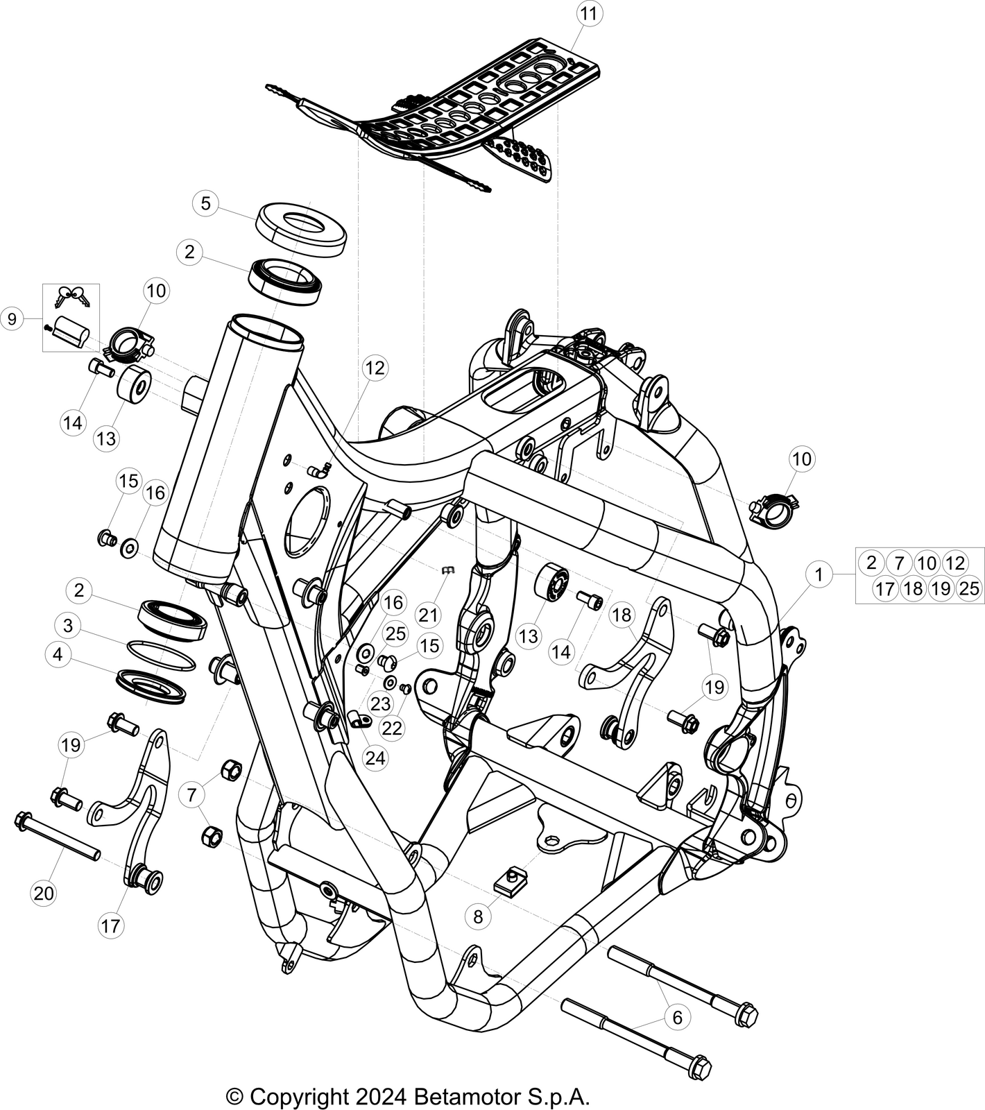 vue éclatée cadre - beta rr 250 x-pro 2t 2025