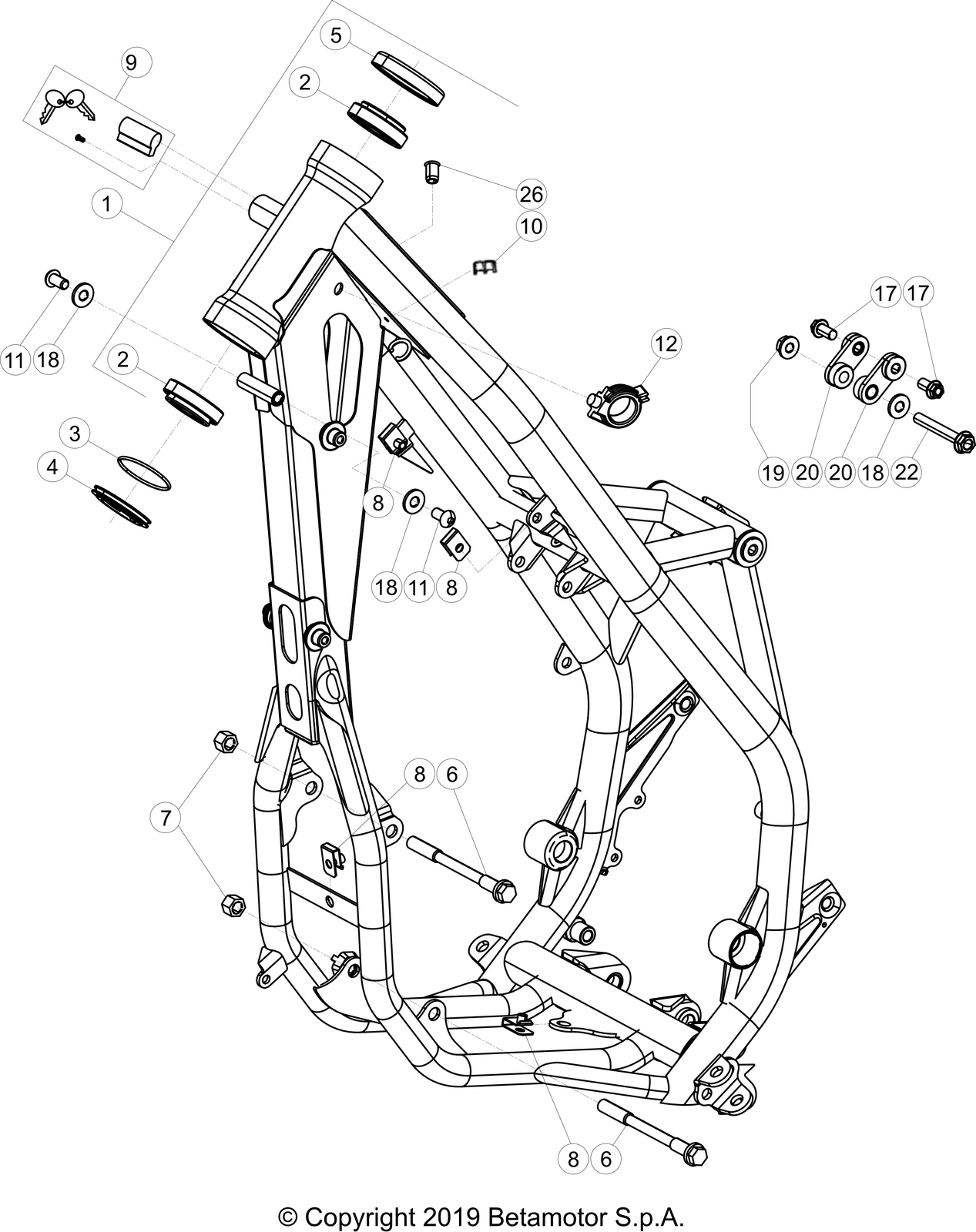 vue éclatée cadre - beta xtrainer 300 2025