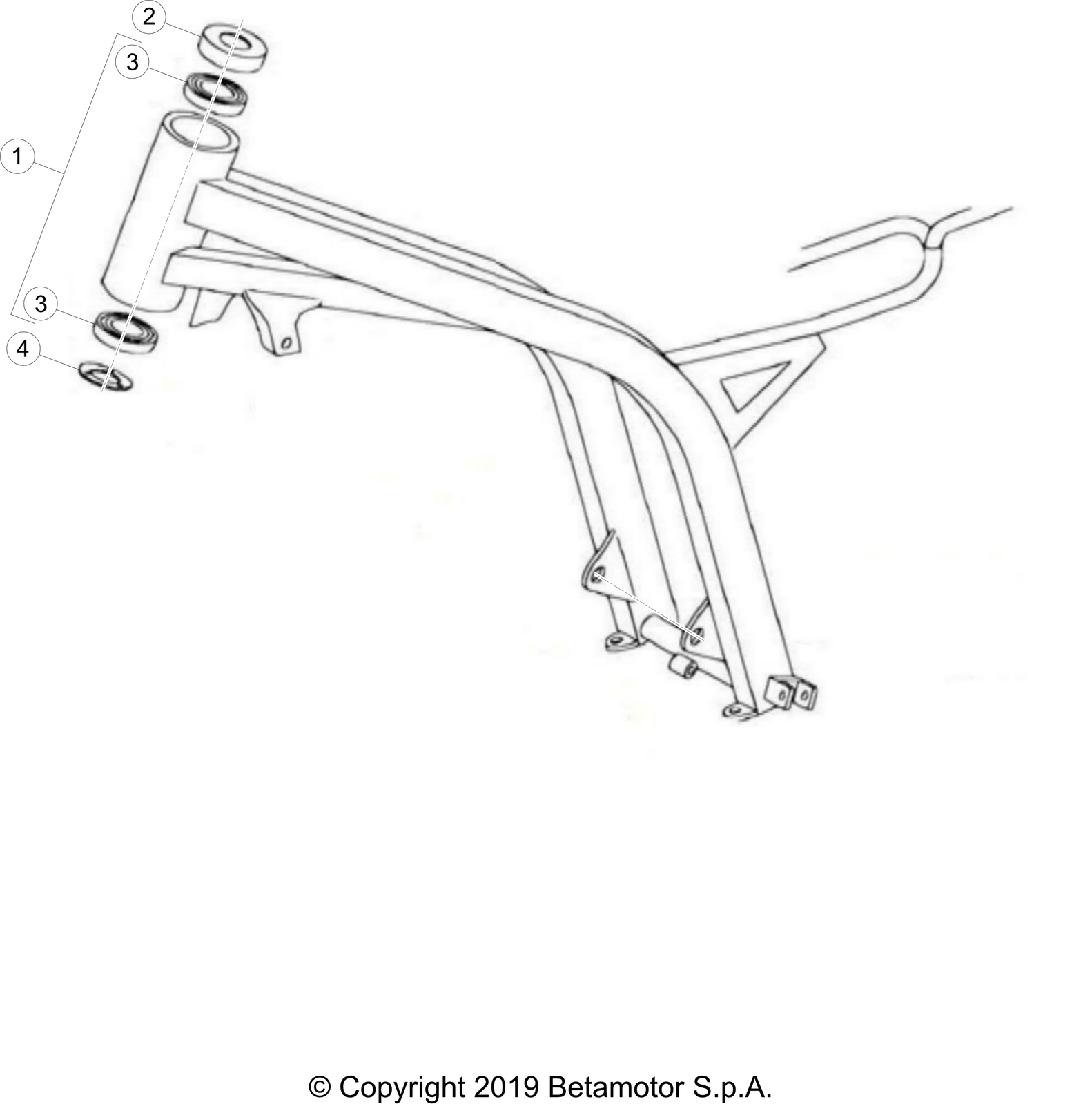 vue éclatée cadre - beta evo 80 junior 2025