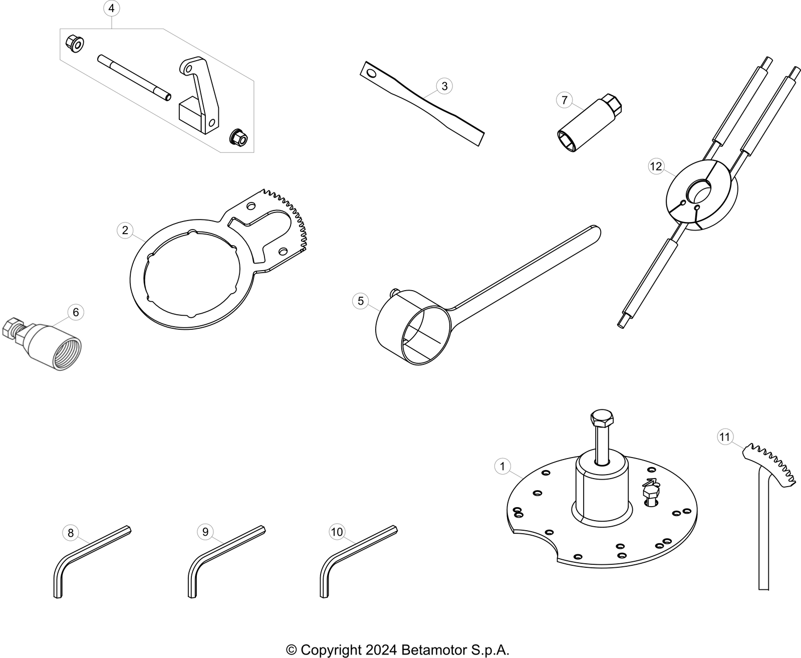 vue éclatée trousse à outils - beta rr 250 race 2t 2025