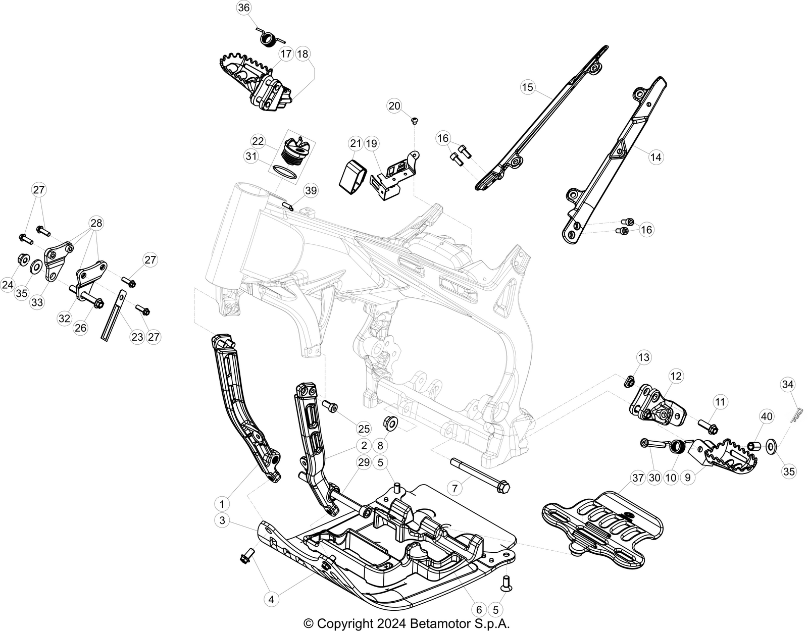 vue éclatée cadre - beta evo 125 2t factory 2025