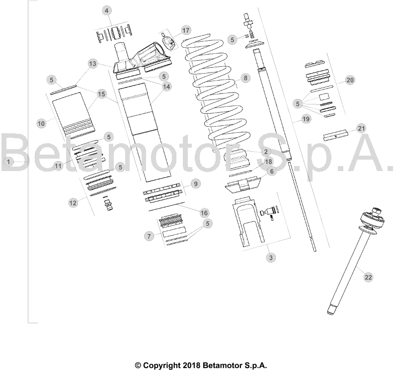 vue éclatée bras oscillant - beta rr 480 2019
