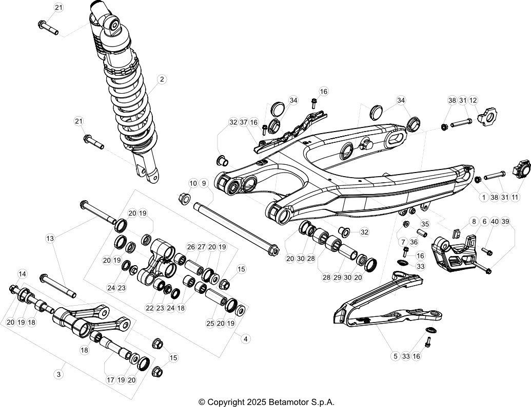 vue éclatée bras oscillant - beta rr 125 x-pro 2t 2026