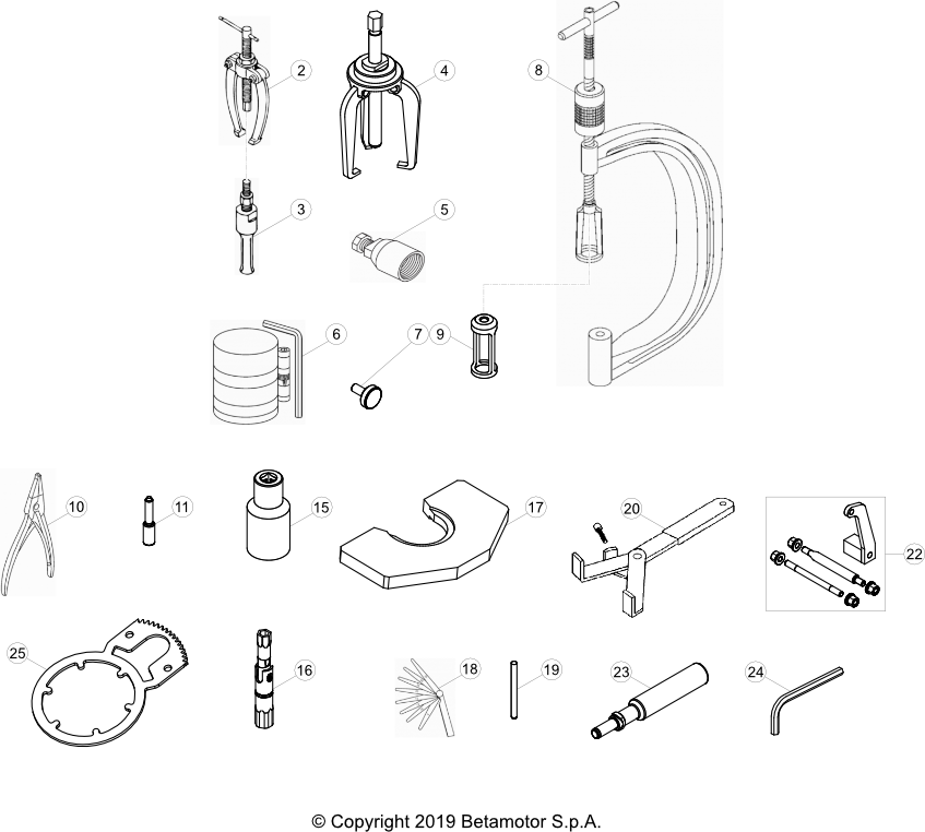 vue éclatée trousse à outils - beta rr 350 4t racing 2020