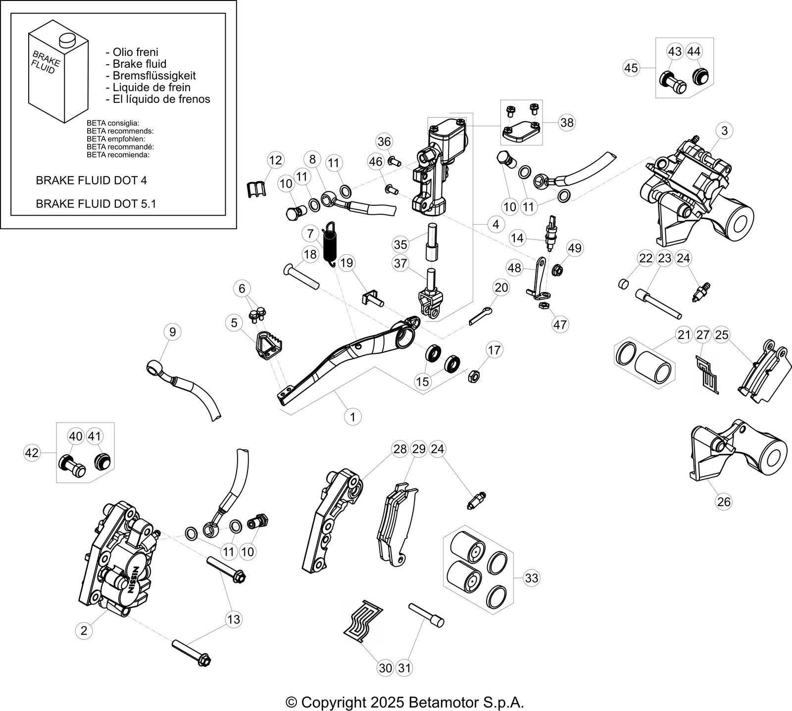 vue éclatée freinage - beta rr 480 x-pro 4t 2026