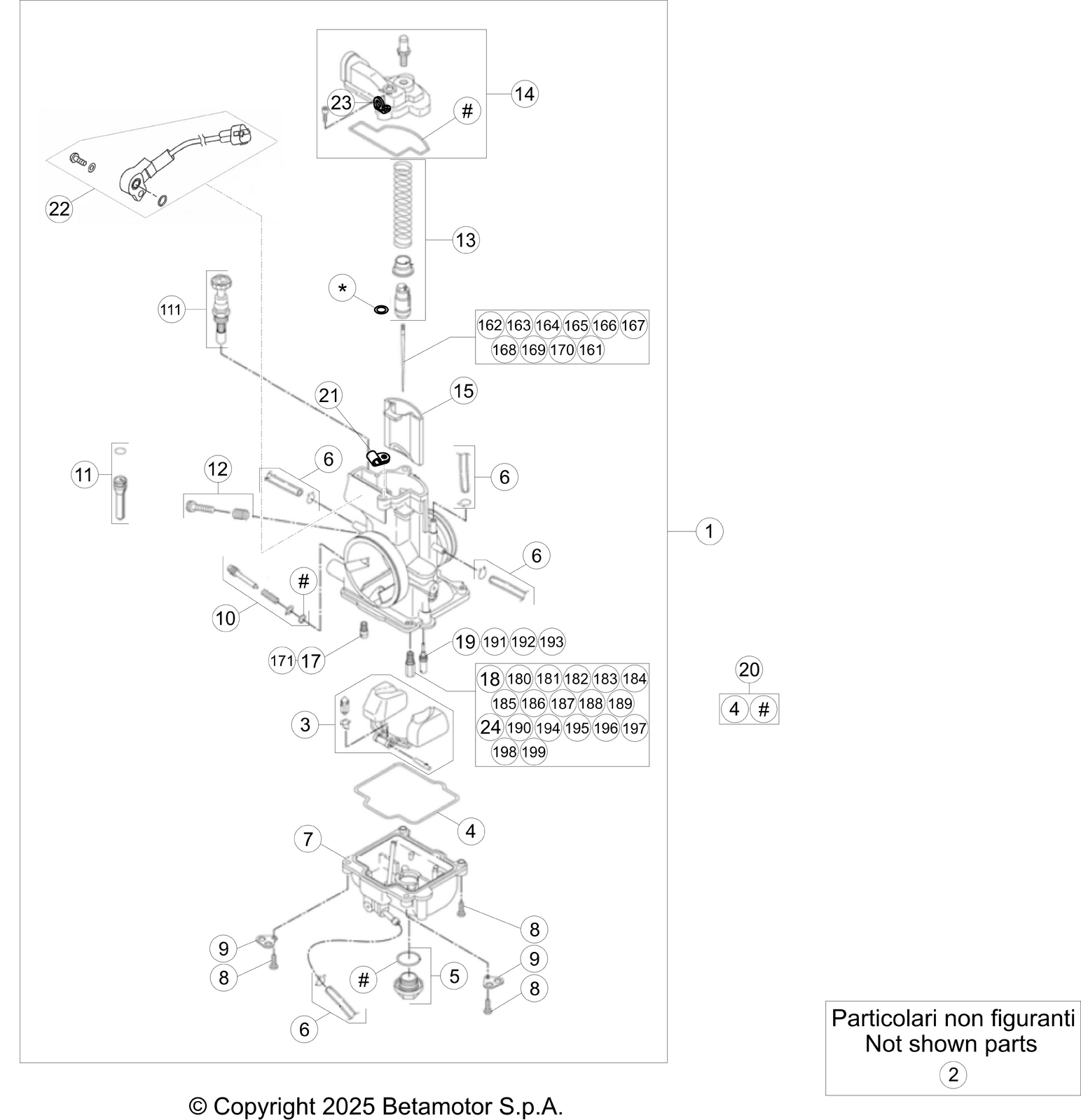 vue éclatée carburateur - beta xtrainer 300 2026