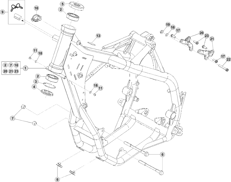 vue éclatée cadre - beta rr 390 4t racing 2017