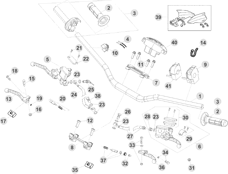 vue éclatée commandes et guidon - beta rr 430 4t racing 2016