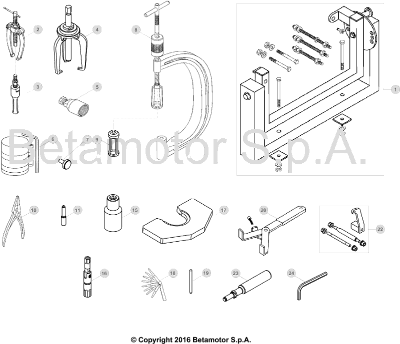 vue éclatée trousse à outils - beta rr 480 4t racing 2017