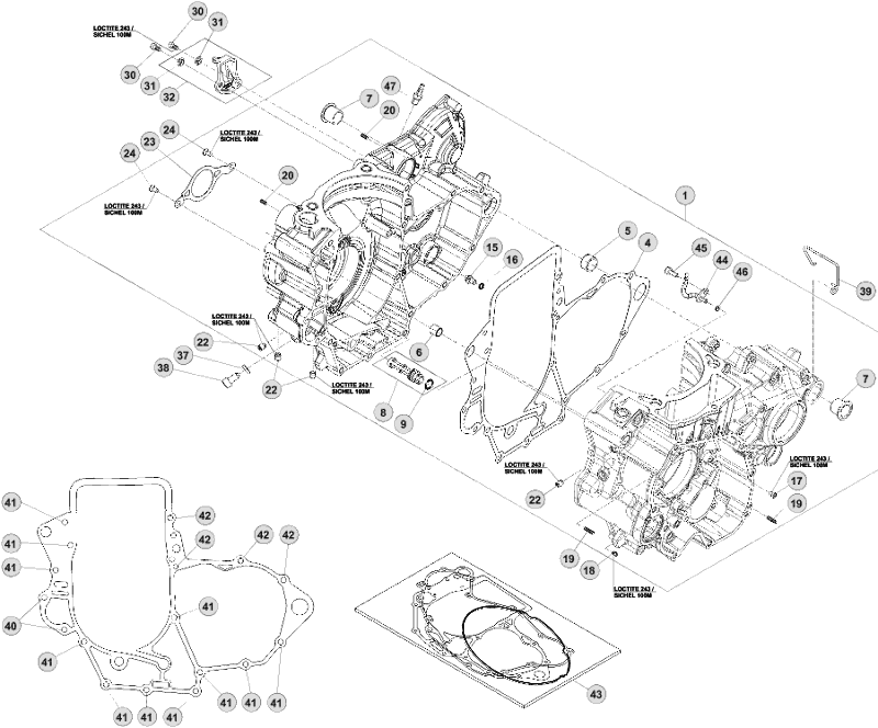 vue éclatée carter moteur - beta rr 350 factory 2014