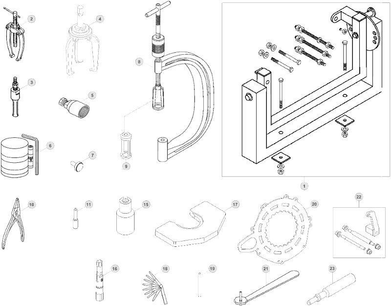 vue éclatée trousse à outils - beta rr 350 factory 2014