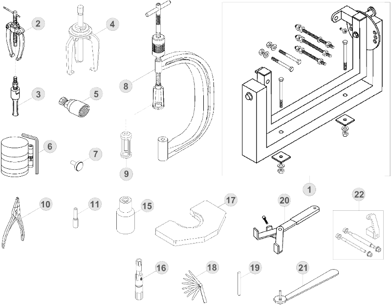 vue éclatée trousse à outils - beta rr 400 2010