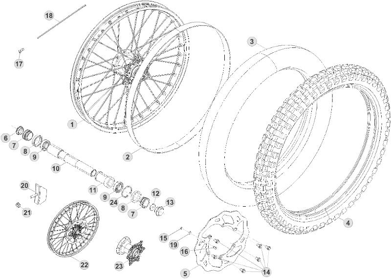 vue éclatée roue avant - beta rr 450 2013