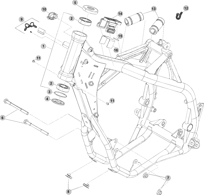 vue éclatée cadre - beta rr 520 2010