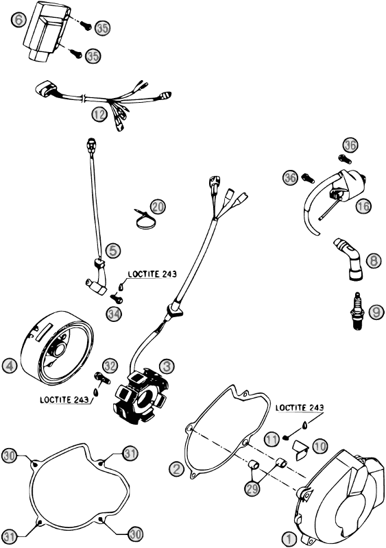 vue éclatée allumage - beta rr 525 2007