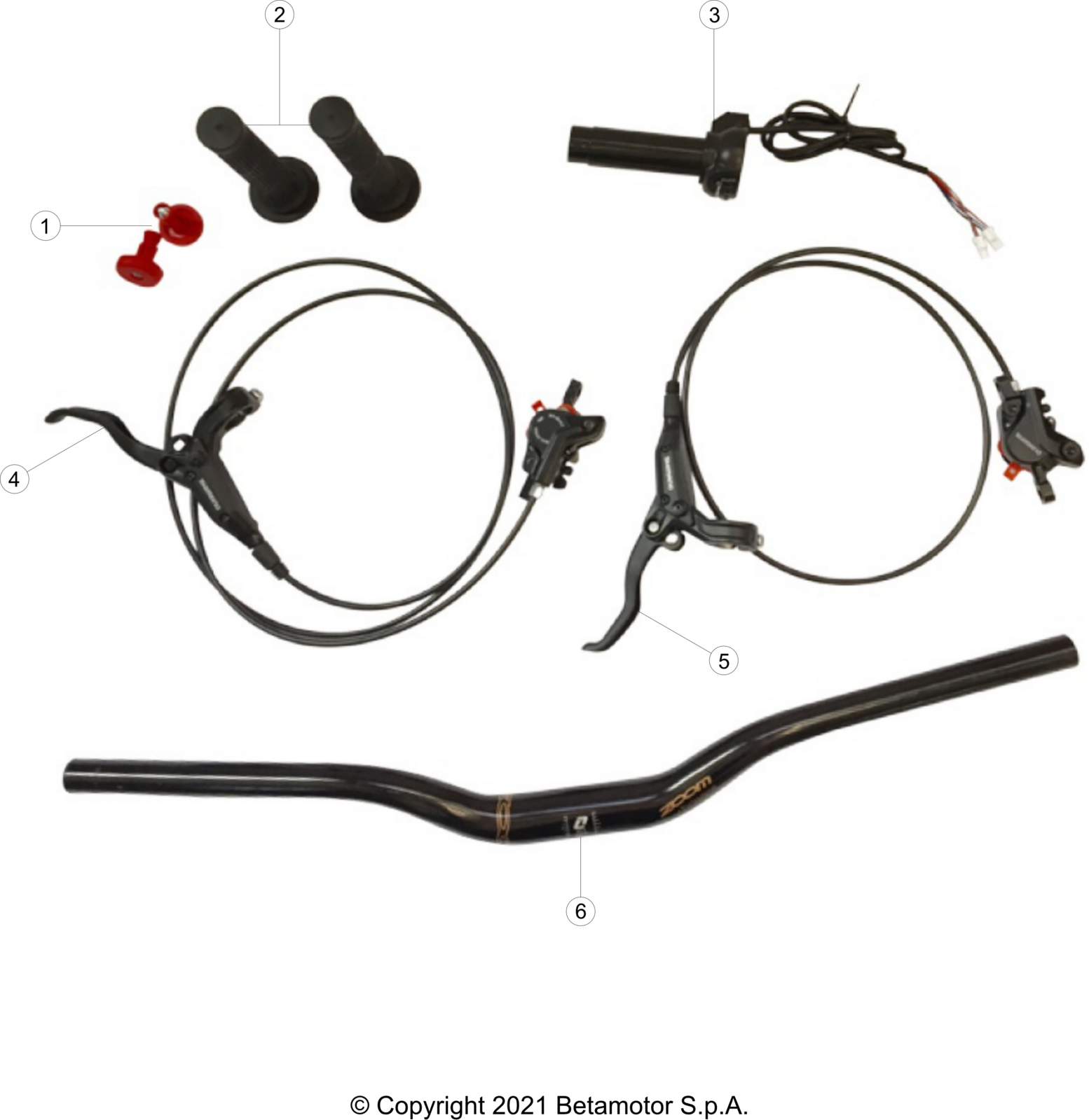 vue éclatée commandes et guidon - beta mini trial electric 20%22 xl 2016