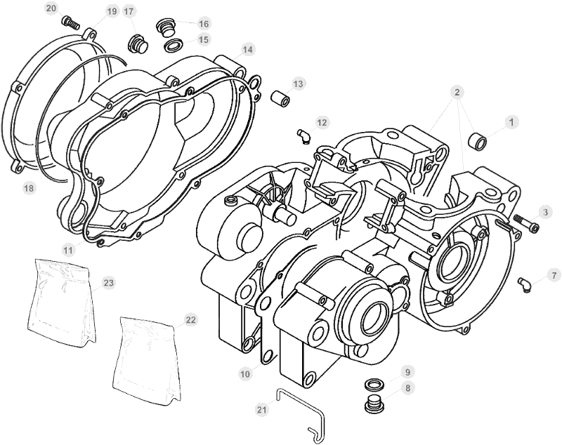 vue éclatée carter moteur - beta evo 250 2015