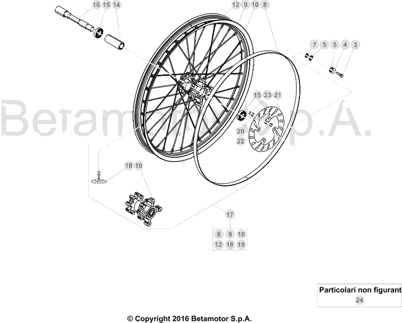 vue éclatée roue avant - beta evo 250 2017