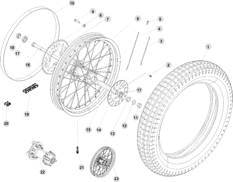 vue éclatée roue arrière - beta evo 290 2009
