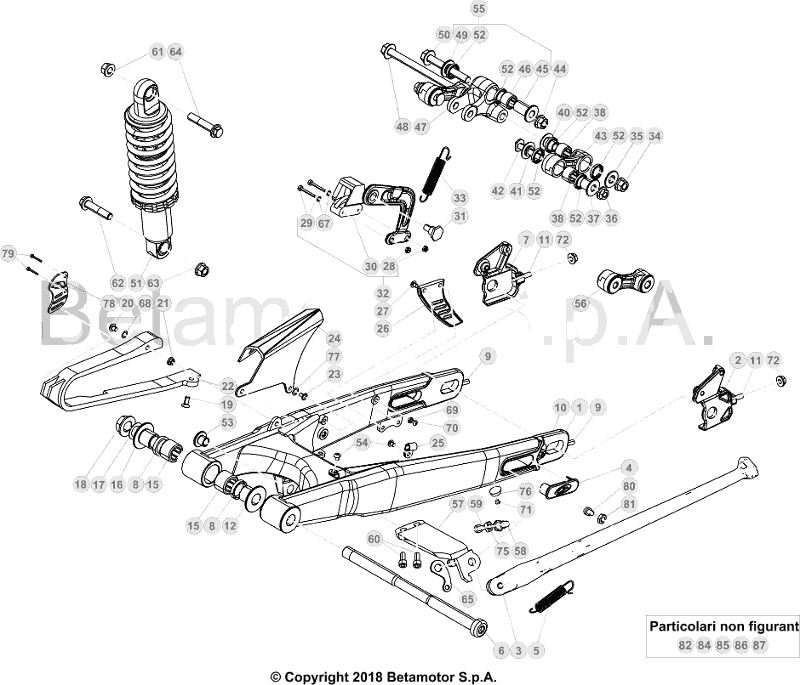 vue éclatée bras oscillant - beta evo 300 2018