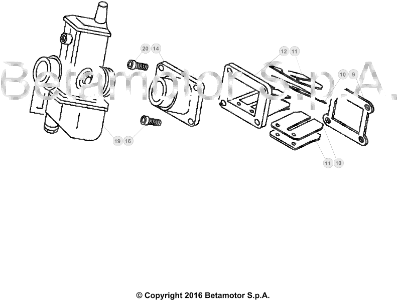 vue éclatée carburateur - beta evo 300 2019