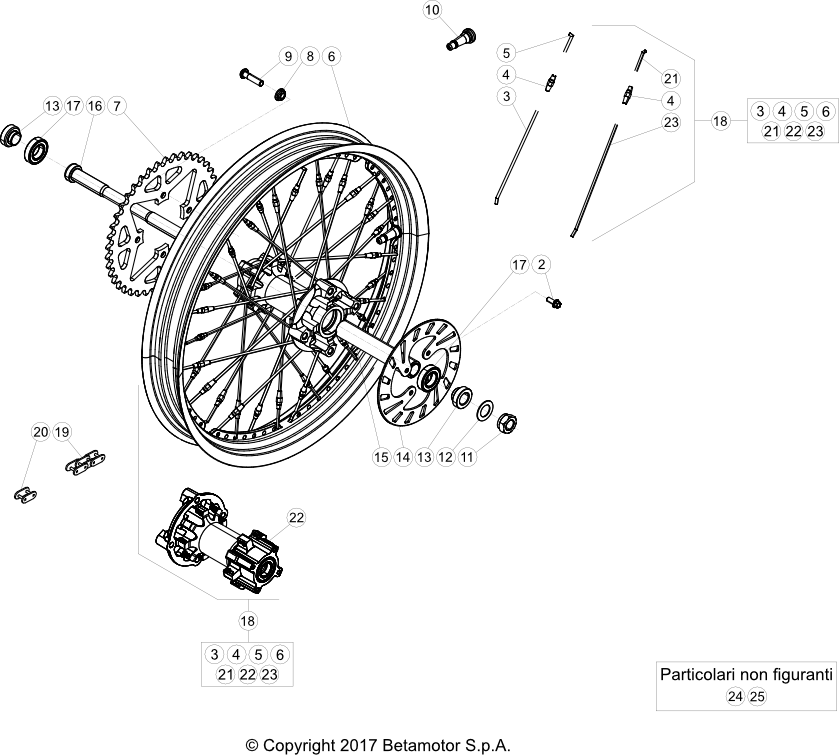vue éclatée roue arrière - beta evo 300 2020