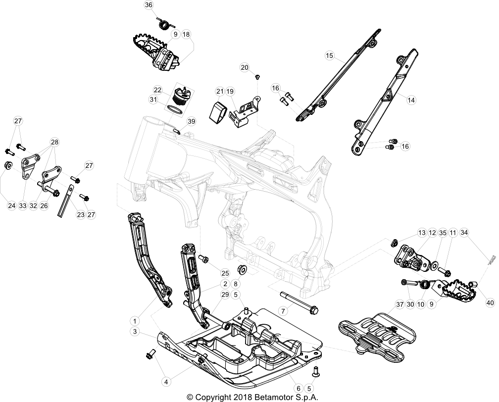 vue éclatée cadre - beta evo 125 2t factory 2020
