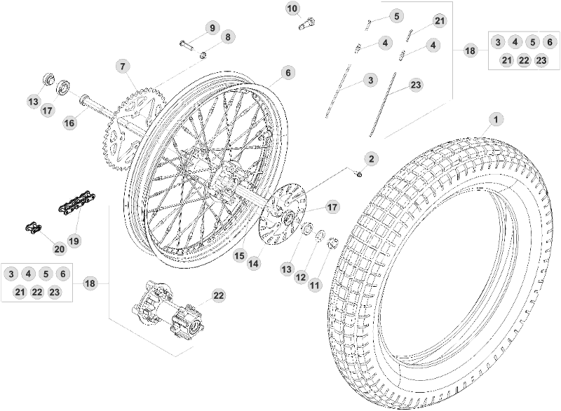 vue éclatée roue arrière - beta evo 250 2t factory 2016