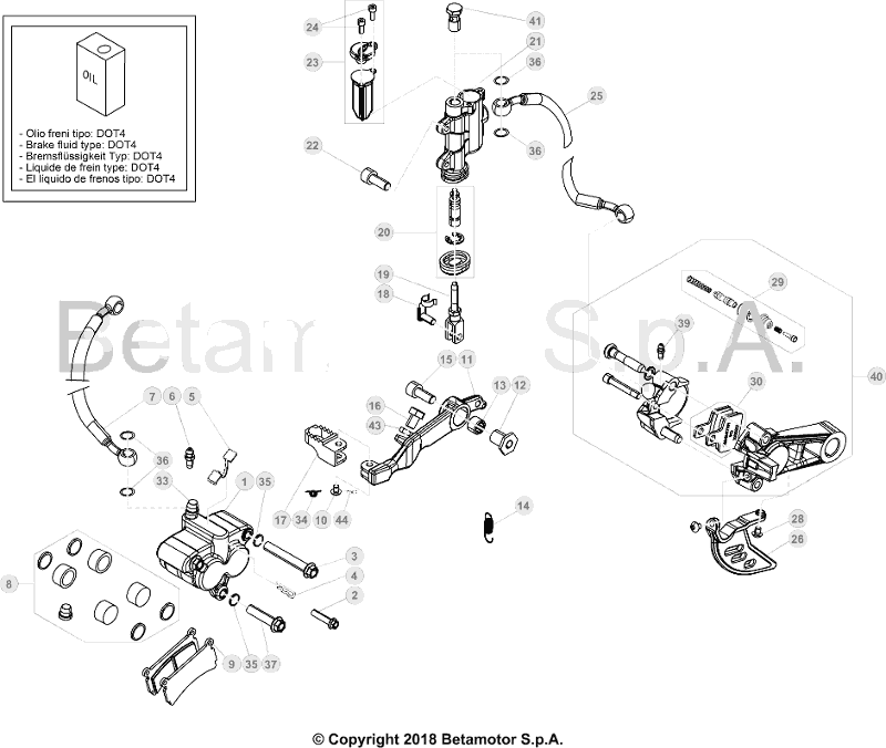 vue éclatée freinage - beta evo 250 2t factory 2018
