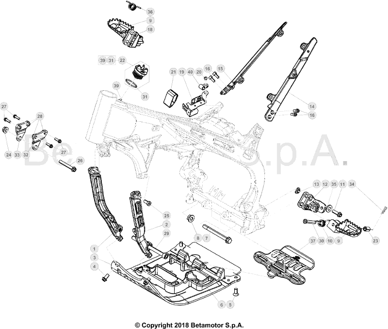 vue éclatée cadre - beta evo 250 2t factory 2019