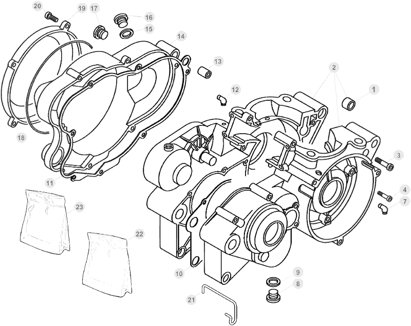 vue éclatée carter moteur - beta evo 250 2t factory 2019