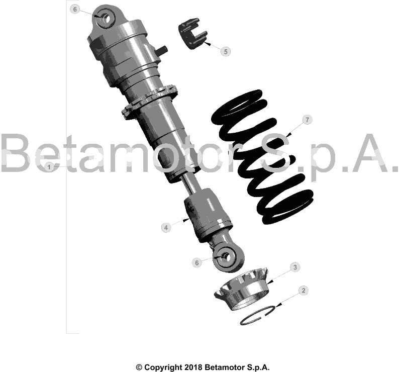 vue éclatée bras oscillant - beta evo 250 2t factory 2019