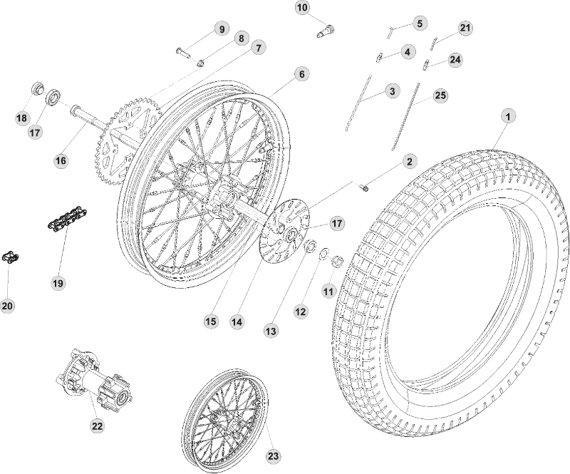 vue éclatée roue arrière - beta evo 300 2t factory 2012