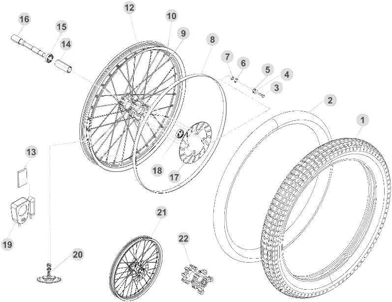 vue éclatée roue avant - beta evo 300 2t factory 2014
