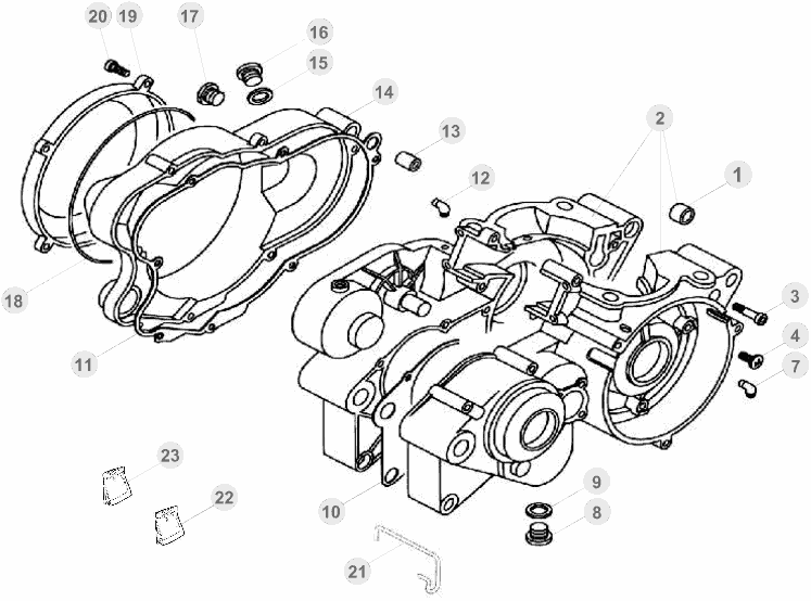 vue éclatée carter moteur - beta evo 300 2t factory 2015