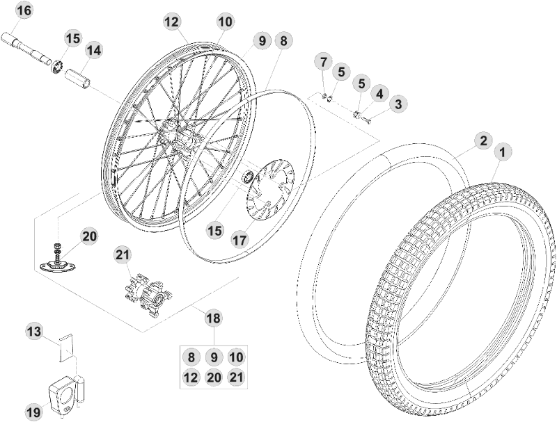 vue éclatée roue avant - beta evo 300 2t factory 2015