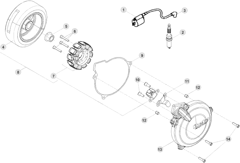 vue éclatée allumage - beta evo 300 2t factory 2015