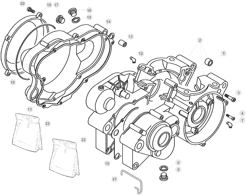 vue éclatée carter moteur - beta evo 300 2t factory 2016