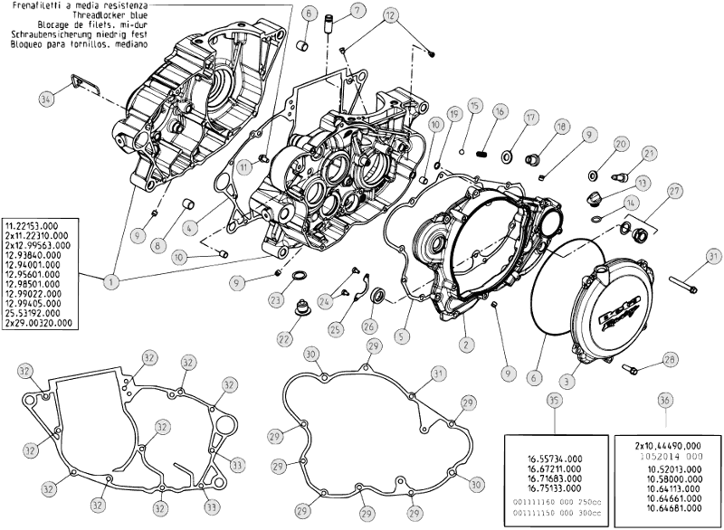 vue éclatée carter moteur - beta evo 250 4t 2013