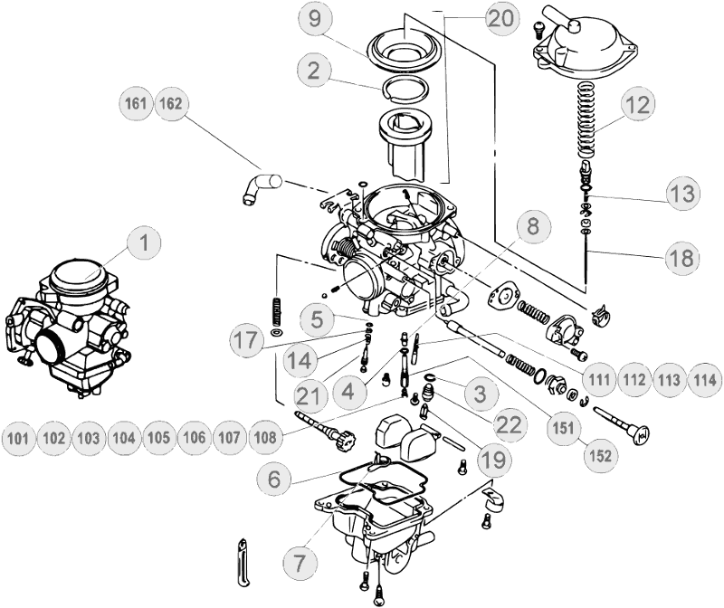 vue éclatée carburateur - beta evo 250 4t 2013
