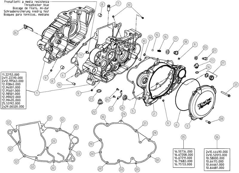 vue éclatée carter moteur - beta evo 300 4t 2011