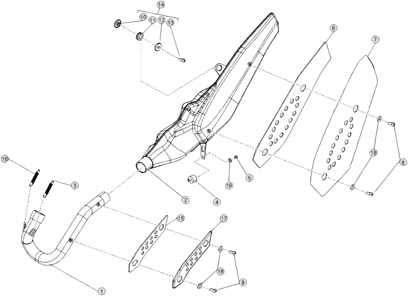 vue éclatée echappement - beta evo 300 4t 2012