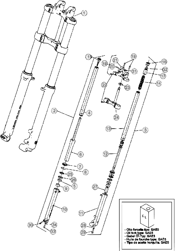 vue éclatée fourche - beta evo 300 4t 2013