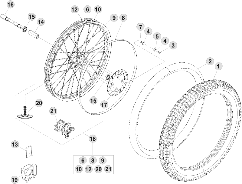 vue éclatée roue avant - beta evo 300 4t 2015