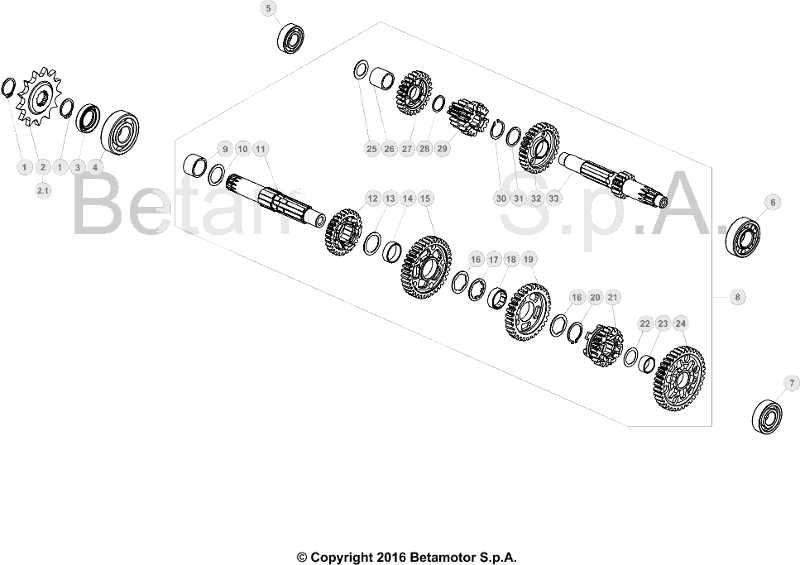 vue éclatée boîte de vitesses - beta evo 300 4t 2019