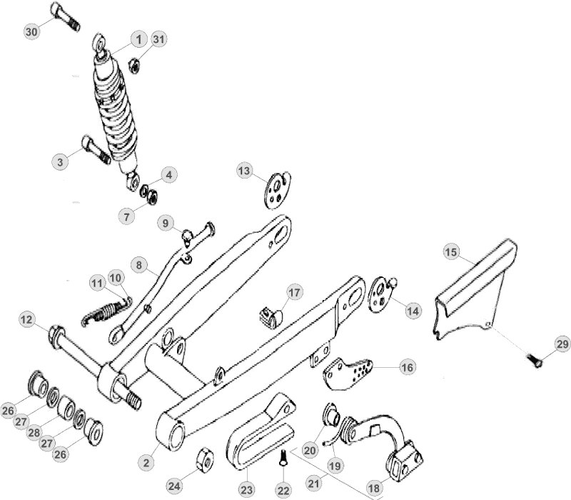 vue éclatée bras oscillant - beta evo 80 junior 2017