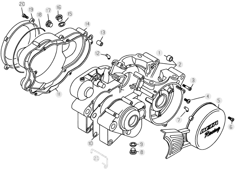 vue éclatée carter moteur - beta rev 200 2007