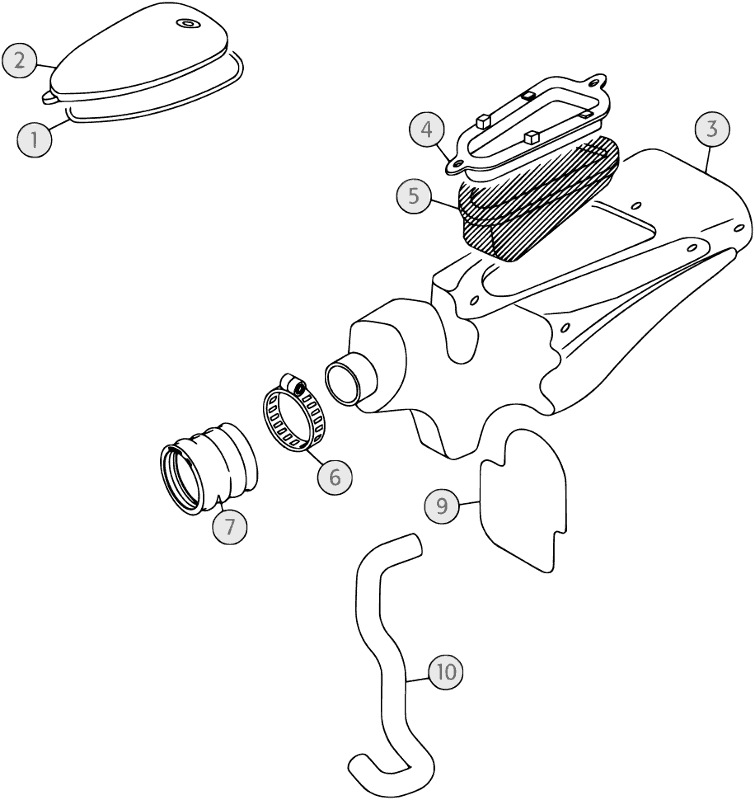 vue éclatée boitier de filtre - beta rev 250 4t 2008