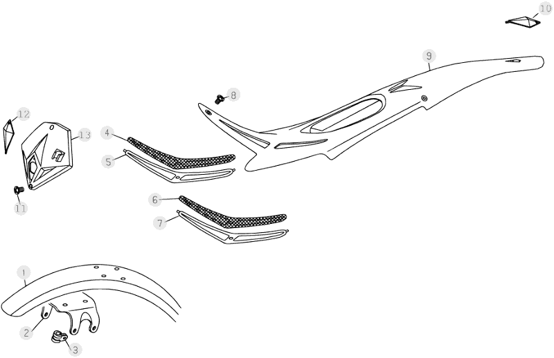 vue éclatée plastiques, réservoir et selle - beta rev 270 2006