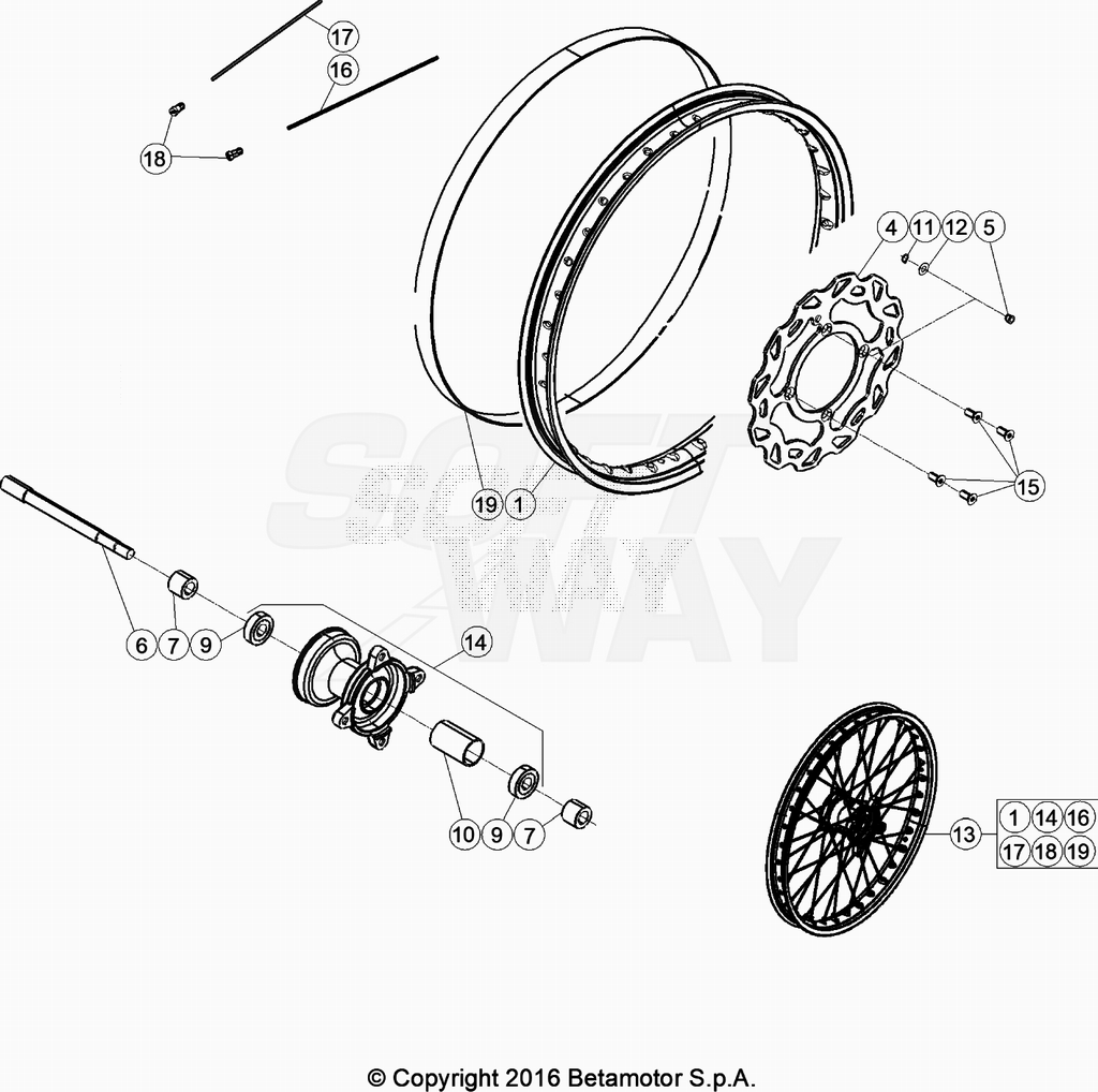 vue éclatée roue avant - beta 50 rr motard track r 2020